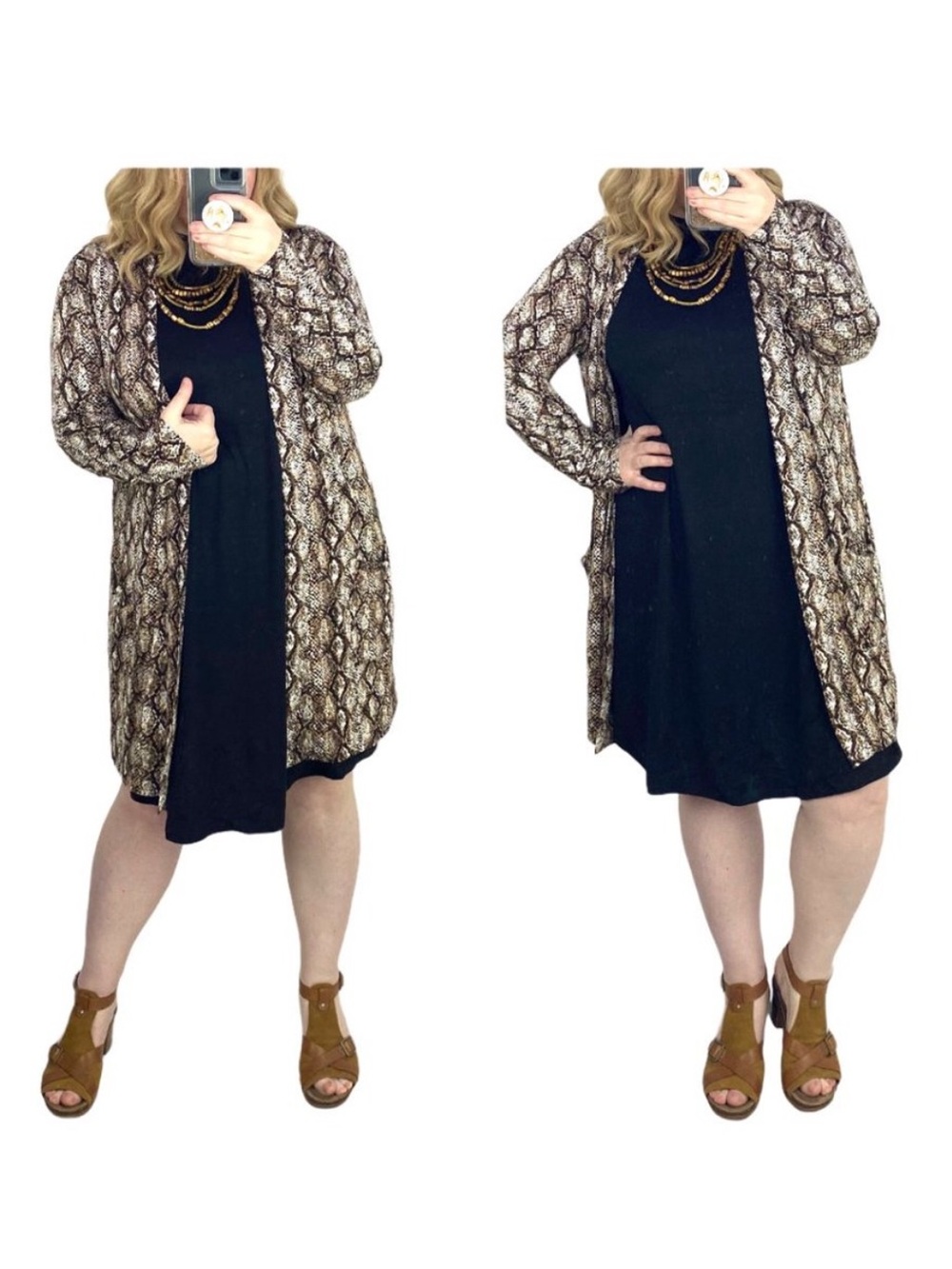 Snakeskin Duster Jersey Knit Cardigan Zenana 1x - Picture 6 of 6